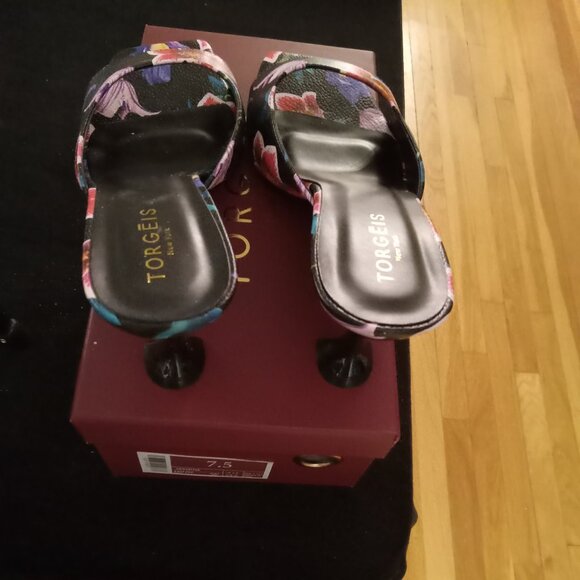 NIB TORGEIS OPEN TOE TROPICAL FLORAL HEELS SIZE 7.5 - Picture 5 of 7